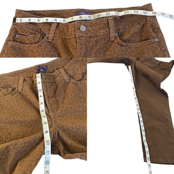 NYDJ Womens Brown Leopard Print Ankle Jeans Sz 10 P Cotton Spandex Blend Shaper - Picture 5 of 6